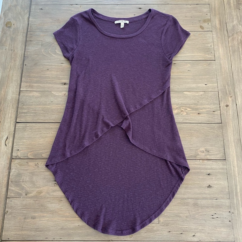 Express One Eleven Purple Ribbed Lounge Tee - size M